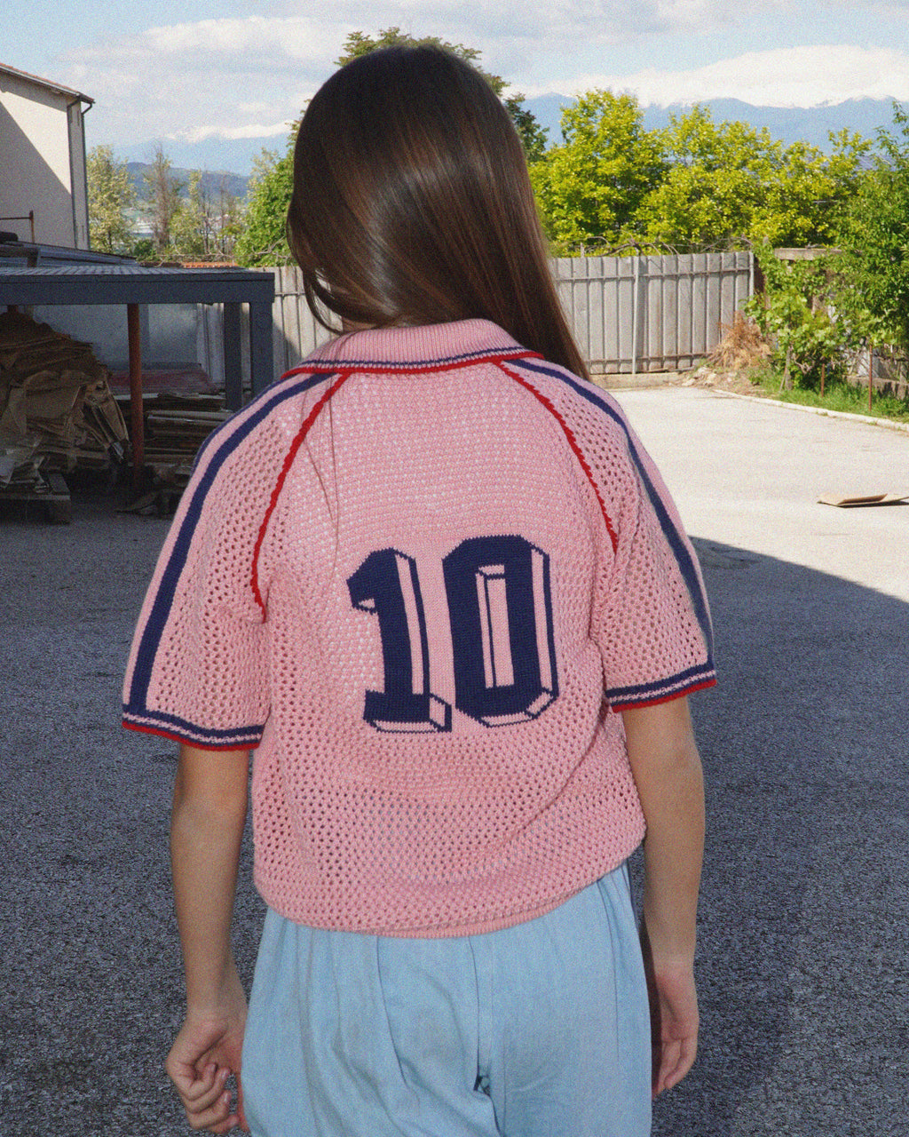 FRANCE pink kid polo knit