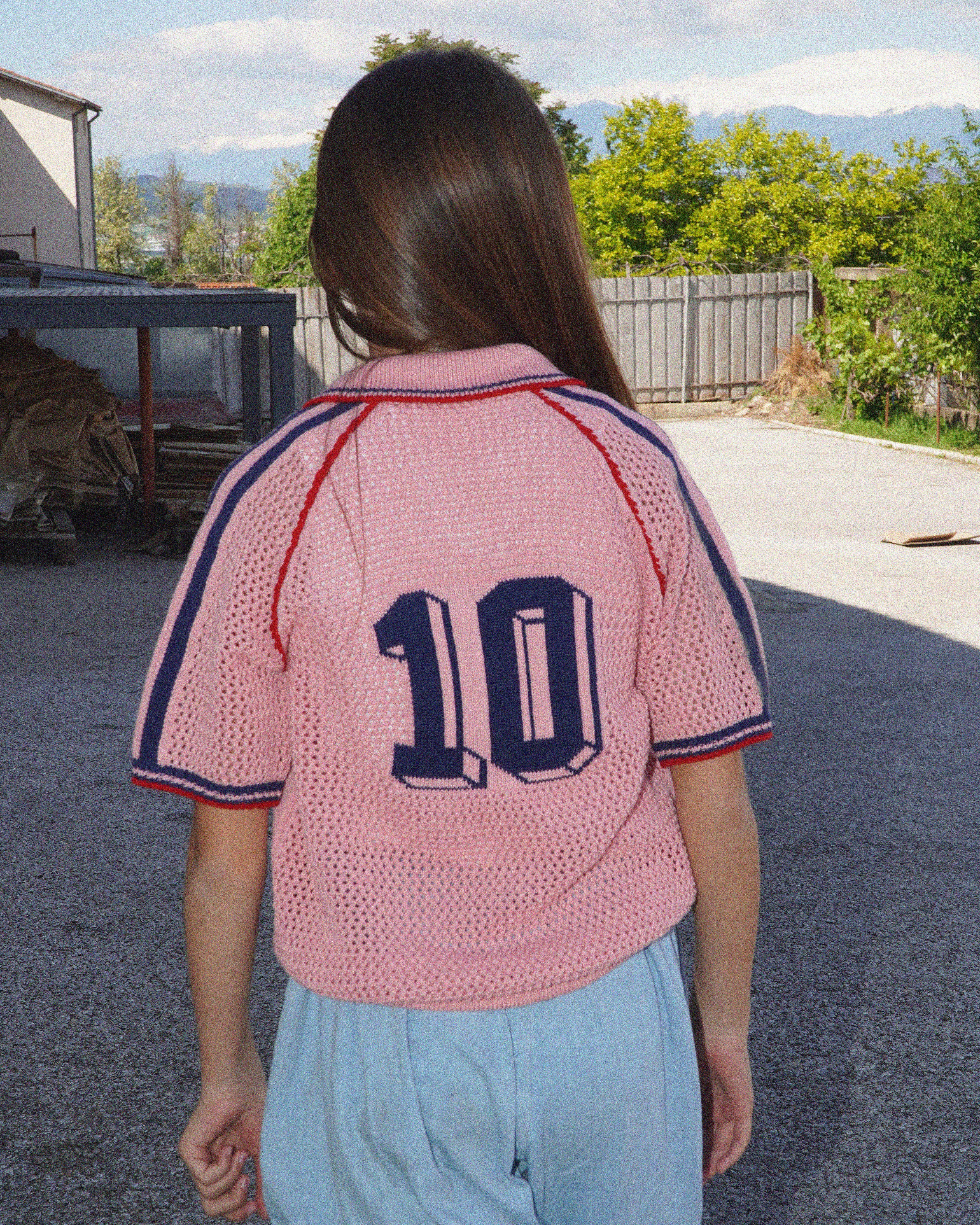 FRANCE pink kid polo knit